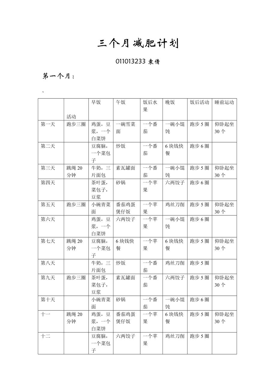 男士减肥计划方案,男士减肥计划