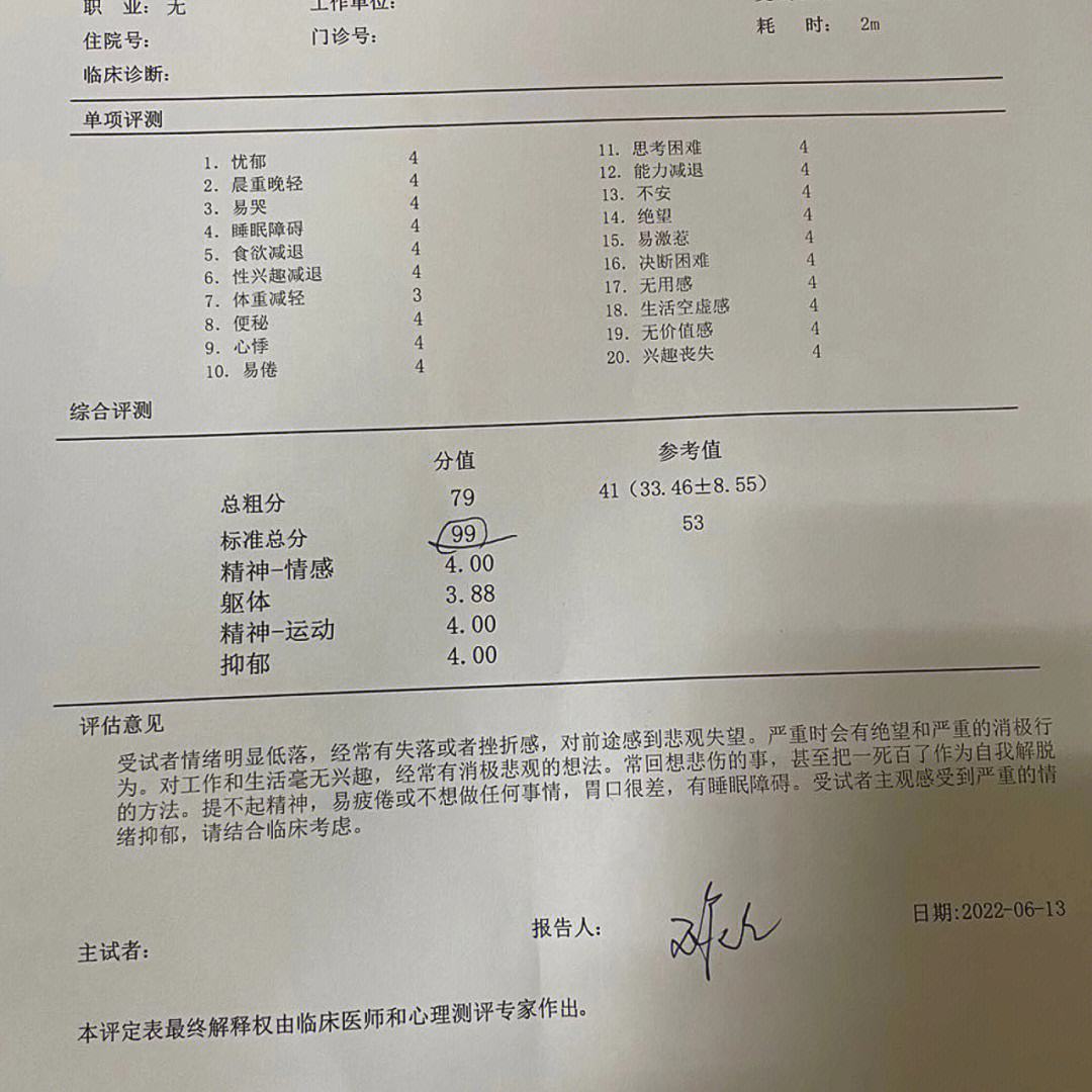 抑郁症筛查抑郁症筛查表