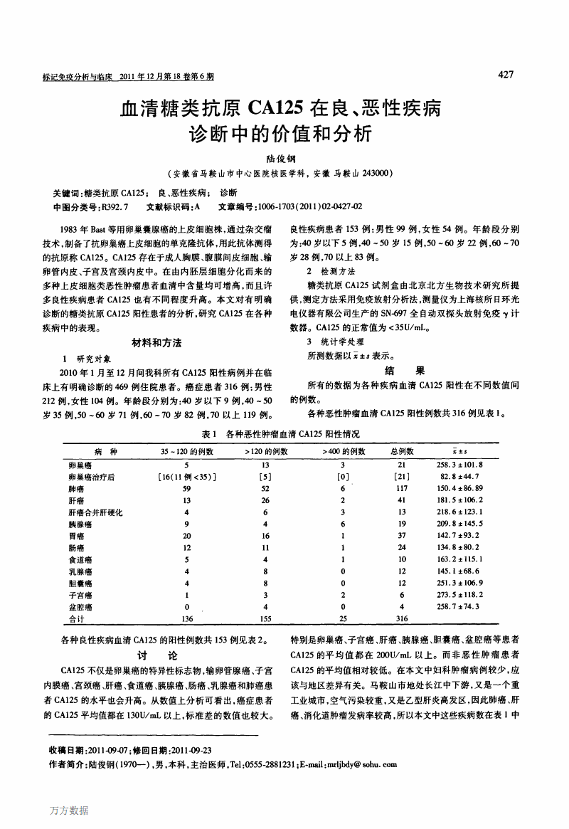 糖类抗原ca125偏高多少确认是癌,糖类抗原ca125